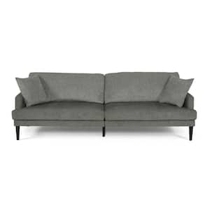 Nikodem 96 in. Wide Square Arm Fabric Contemporary 3-Seater Sofa in Gray