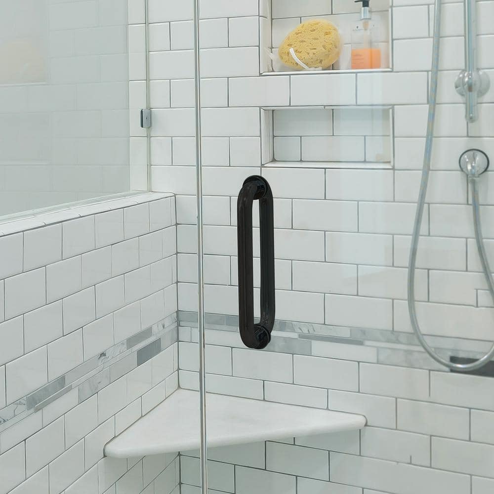 Matte Black 6 Inch Frameless Brass Shower Door Handle