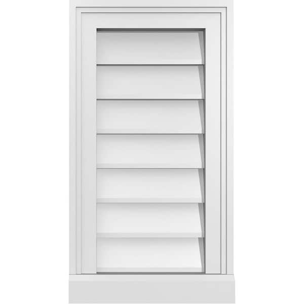 Ekena Millwork 12 in. x 22 in. Vertical Surface Mount PVC Gable Vent: Decorative with Brickmould Sill Frame