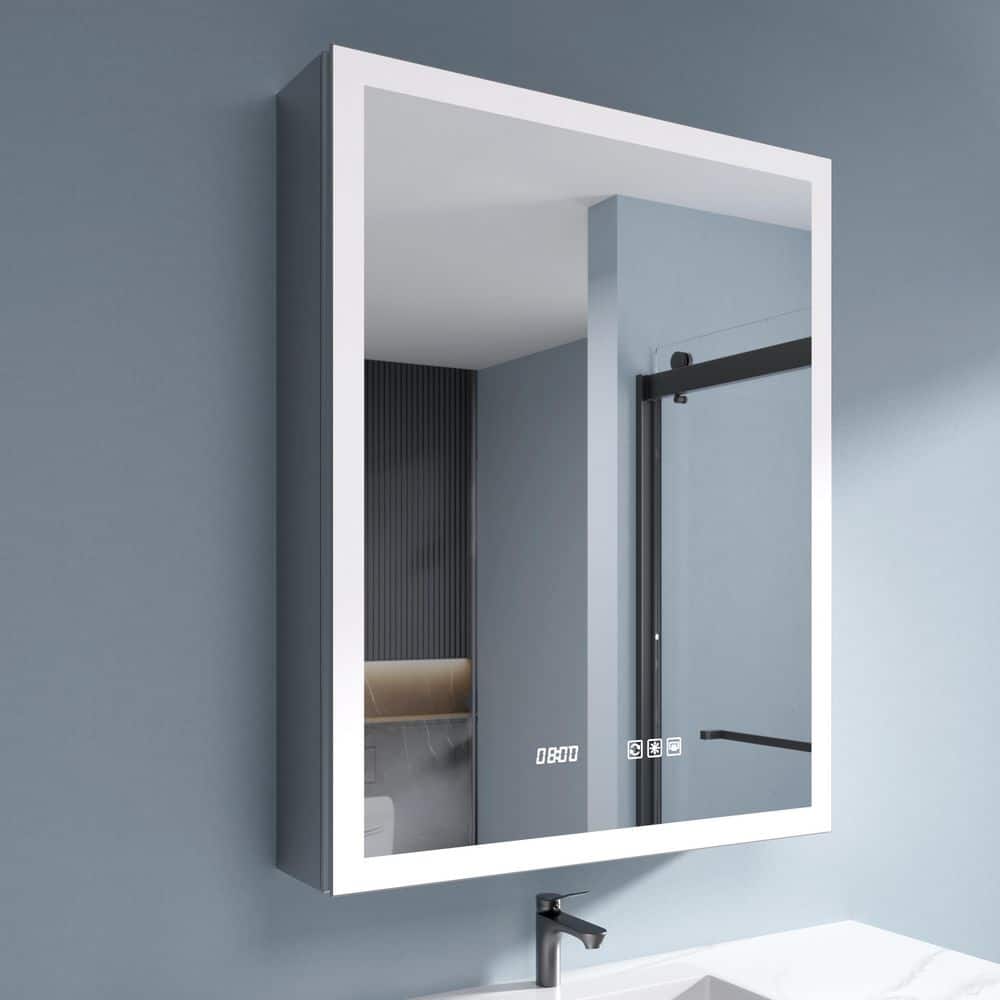 24 in. W x 30 in. H Rectangular Silver Aluminum Recessed/Surface Mount Fog Free Lighted Medicine Cabinet with Mirror price history on PriceWatchPro