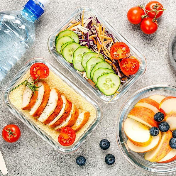 Airtight Borosilicate Glass Meal Prep Containers with Lids Stackable Food Storage Lunch Set 10-Pack Grey