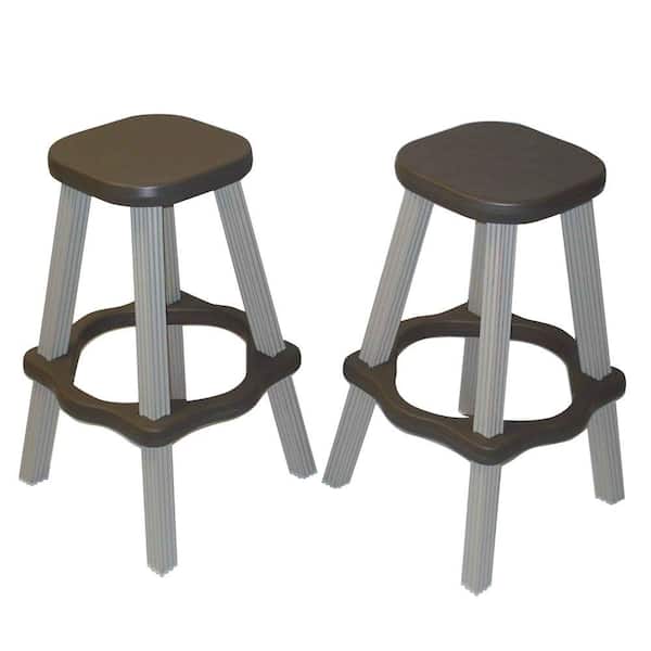 Leisure Accents 26 in. Portabello Resin Patio High Bar Stools (Set of 2)