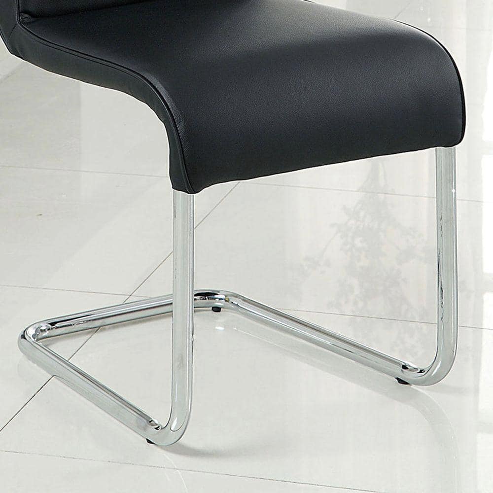 Black Faux Leather and Metal Upholstered Side Chair
