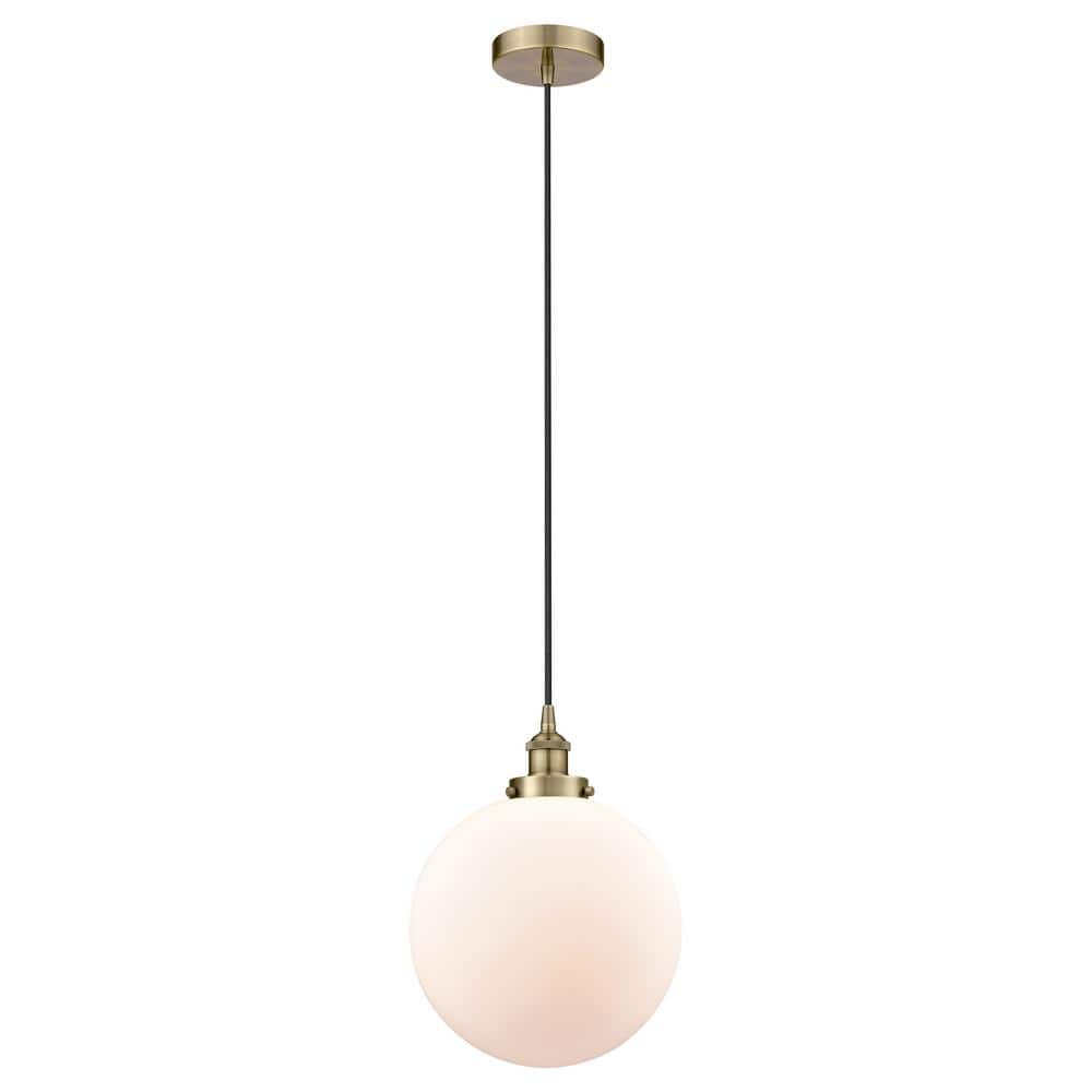 Beacon 60-Watt 1-Light Antique Brass Standard Mini Pendant Light with Painted Glass Shade, No Bulbs Included price history on PriceWatchPro