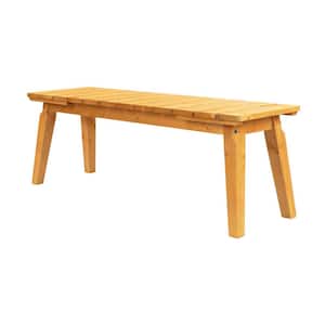 45 in. Teak Color Solid Wood Backless Outdoor Ottoman Bench