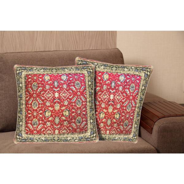 Home Dynamix Printed Cotton 20 in. Red Decorative Pillow