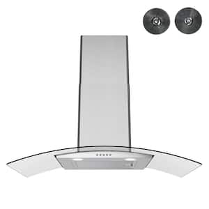 36 in. Largo Ductless Wall Mount Range Hood in Brushed Stainless Steel, Baffle Filters, Push Button Control, LED Light