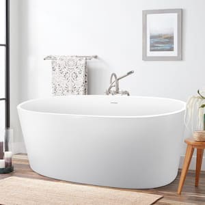 59 in. x 30 in. Minimalist Acrylic Freestanding Soaking Bathtub Tub Not Whirlpool cUPC Certificated in Glossy White