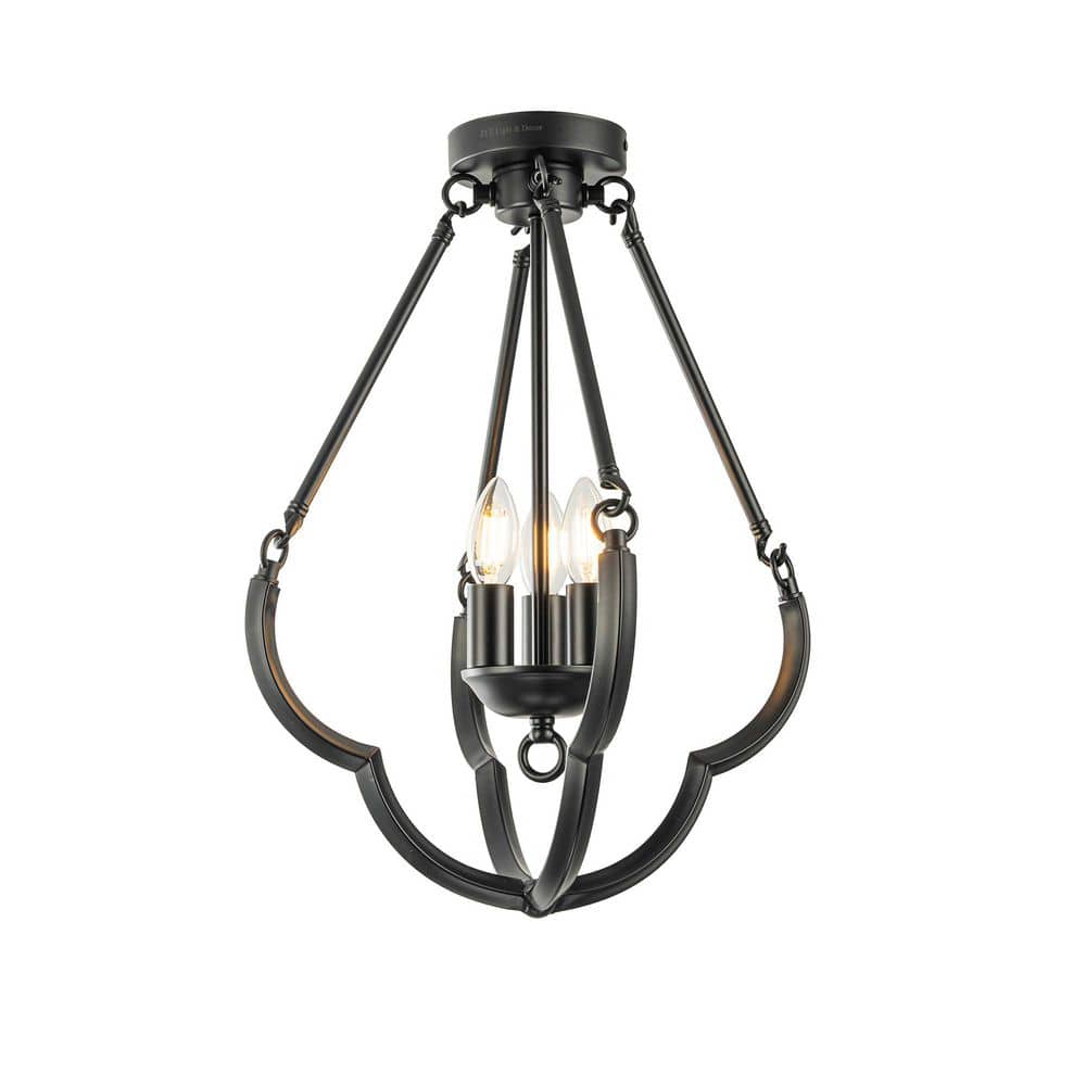 Kenza 3-Light Matte Black Farmhouse Foyer Hall Lantern Chandelier Ceiling Light with No Bulbs Included price history on PriceWatchPro