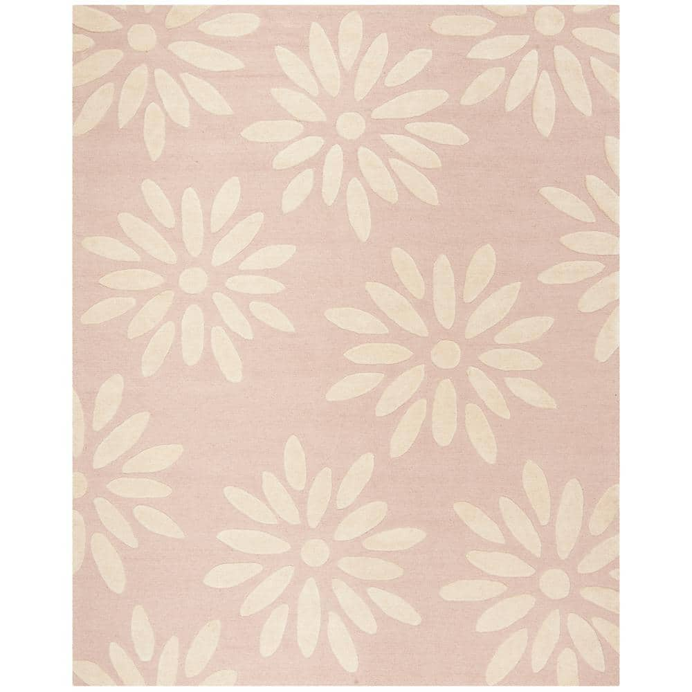 SAFAVIEH Kids Daisy Flowers Wool Area Rug  Pink/Ivory  8  x 10