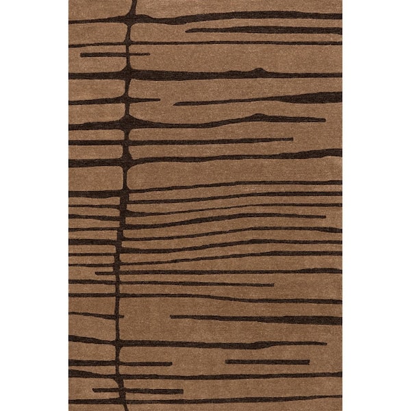 Parsa Striped Wool Brown 9 ft. x 12 ft. Indoor/Outdoor Patio Area Rug