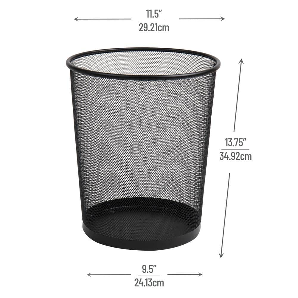 Black Mesh Round Office Waste Basket