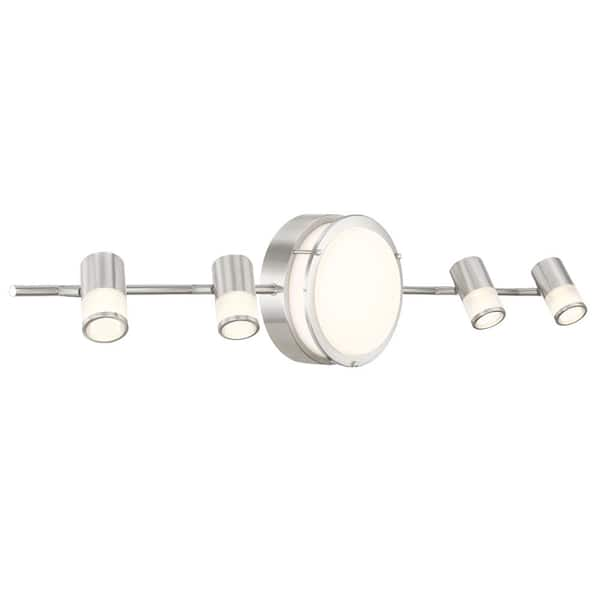 Hampton Bay Greyrock 3.44 ft. 4-Light Brushed Nickel Integrated