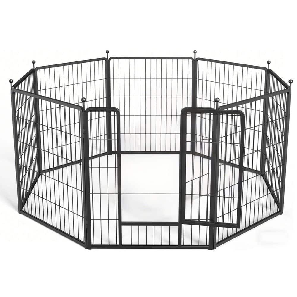 Dog Playpen, 32 in. H 8 Panels Fence Indoor Outdoor Heavy-Duty Metal Foldab