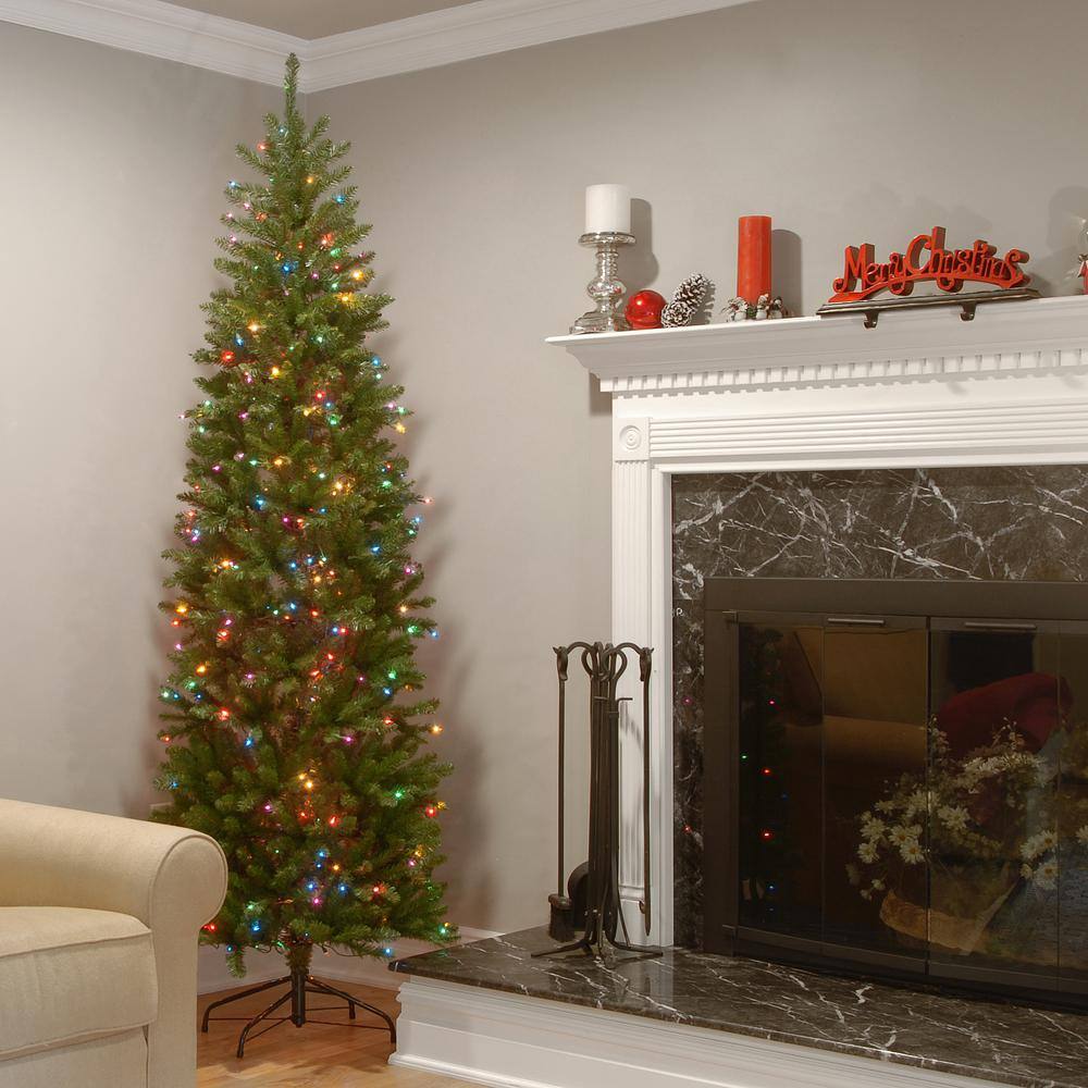 7-Foot Green Fir Slim Pre-Lit Christmas Tree with Multicolor Lights