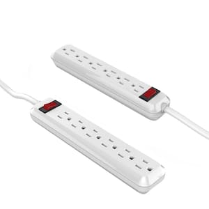 6-Outlet Power Strip with 4 ft. Cord Right Angle Plug (2-Pack)
