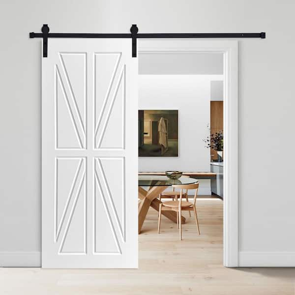 AIOPOP HOME Modern Honeycomb Designed 64 in. x 80 in. MDF Panel White  Painted Double Sliding Barn Door with Hardware Kit MC1564X80DWT - The Home  Depot