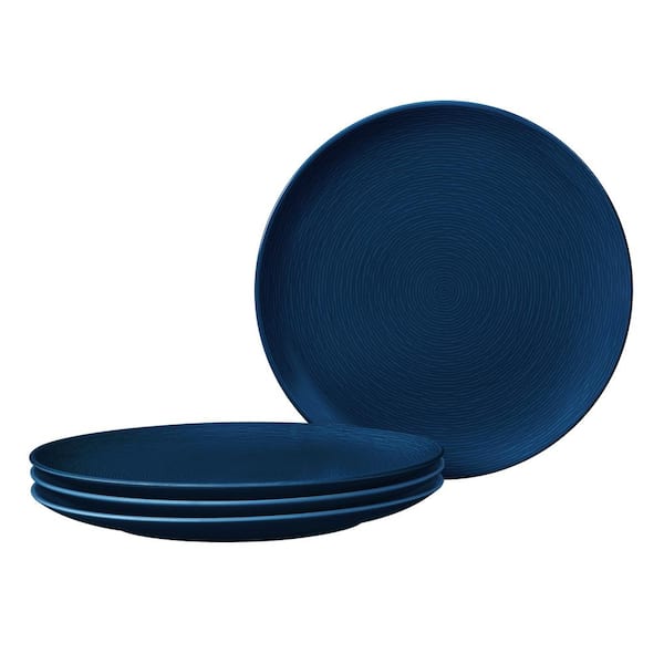 Noritake Colorscapes Navy-on-Navy Swirl 8.25 in. (Blue) Porcelain Coupe Salad Plates, (Set of 4)