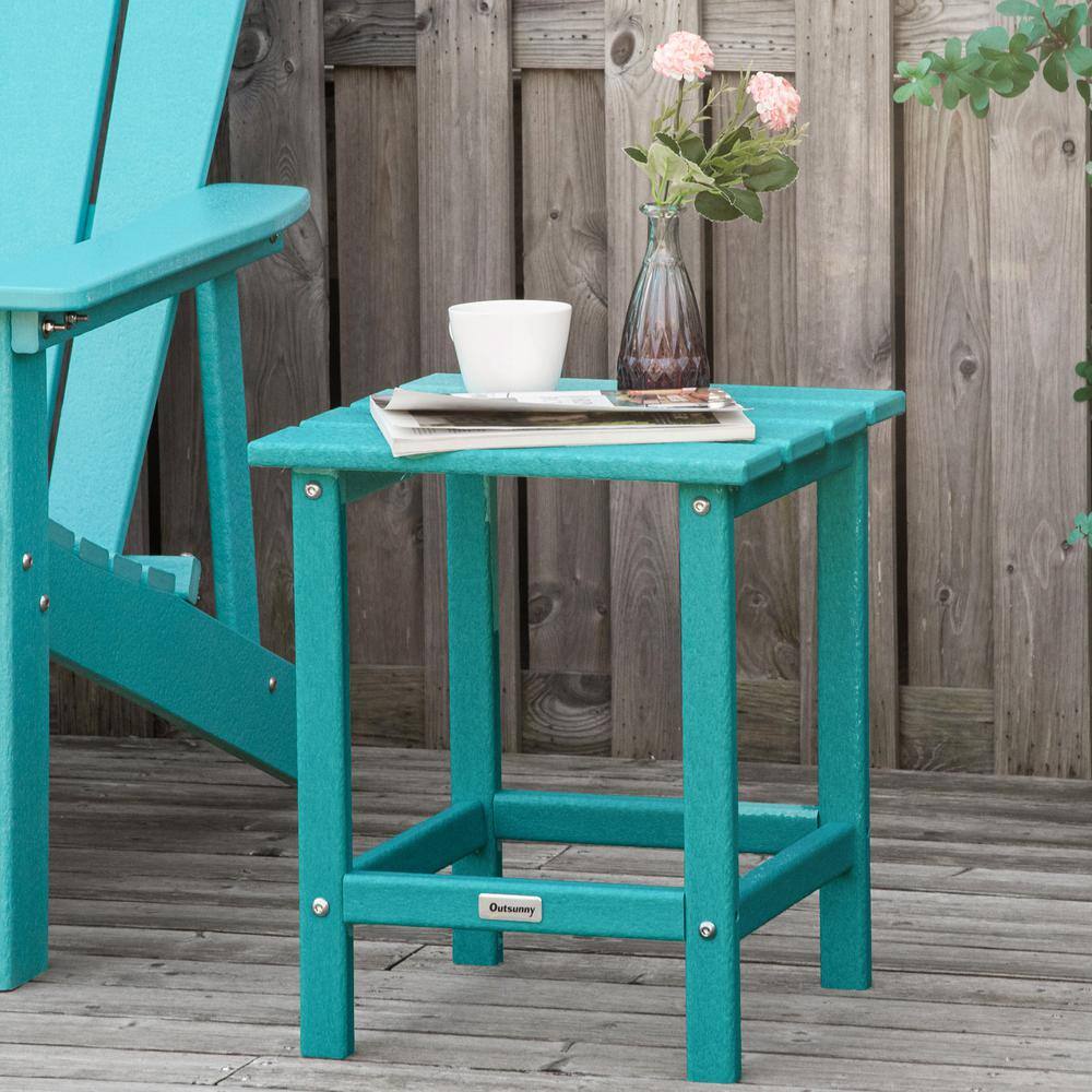 Turquoise HDPE Plastic Outdoor Patio Side Table