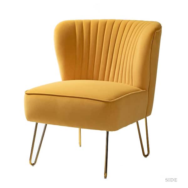 JAYDEN CREATION Alonzo Mustard Side Chair with Tufted Back