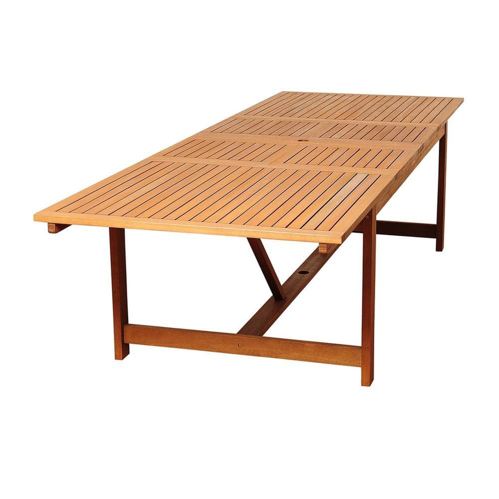 INTERNATIONAL home Amazonia Brown Rectangle Wood Outdoor Dining Table with Extension