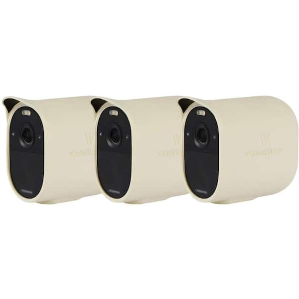 Wasserstein Protective Silicone Skins for Arlo Essential Spotlight Camera - Accessorize and Protect Your Arlo Camera, Beige (3-Pack)