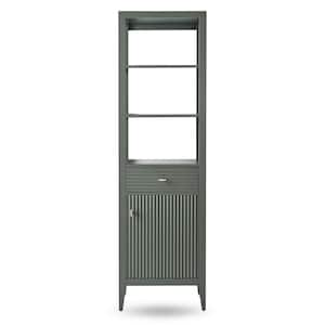 21 in. W x 17 in. D x 72 in. H Linear Vintage Green Freestanding Linen Cabinet for Bathroom and Living Room