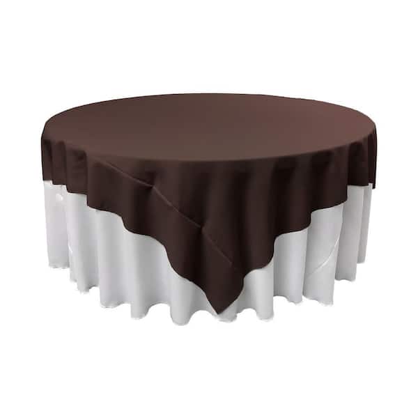 90 in. x 90 in. Brown Polyester Poplin Square Tablecloth