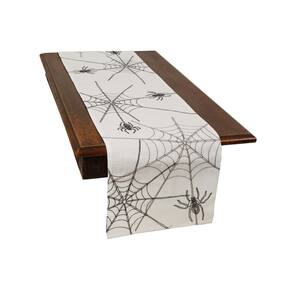 0.1 in. H x 15 in. W x 70 in. D Halloween Spider Web Double Layer Table Runner in White