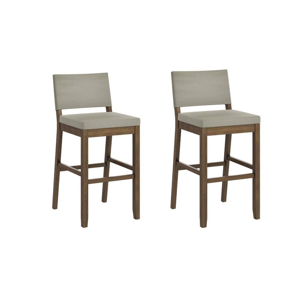 Linus Light Gray and Dark Brown Wood Bar Stool Set
