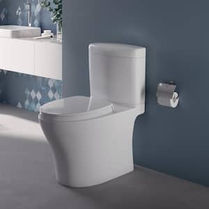 Aquia IV Cube 12 in. Rough In Two-Piece 0.9/1.28 GPF Dual Flush Elongated Toilet in Cotton White with SoftClose Seat