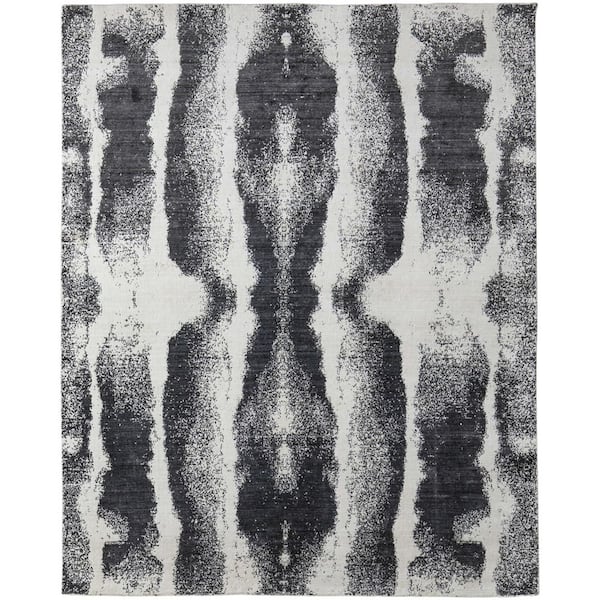 5 ft. x 8 ft. Black and Gray Abstract Hand Woven Area Rug