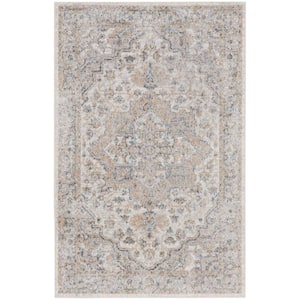Astra Machine Washable Silver Grey 2 ft. x 4 ft. Vintage Persian Kitchen Area Rug