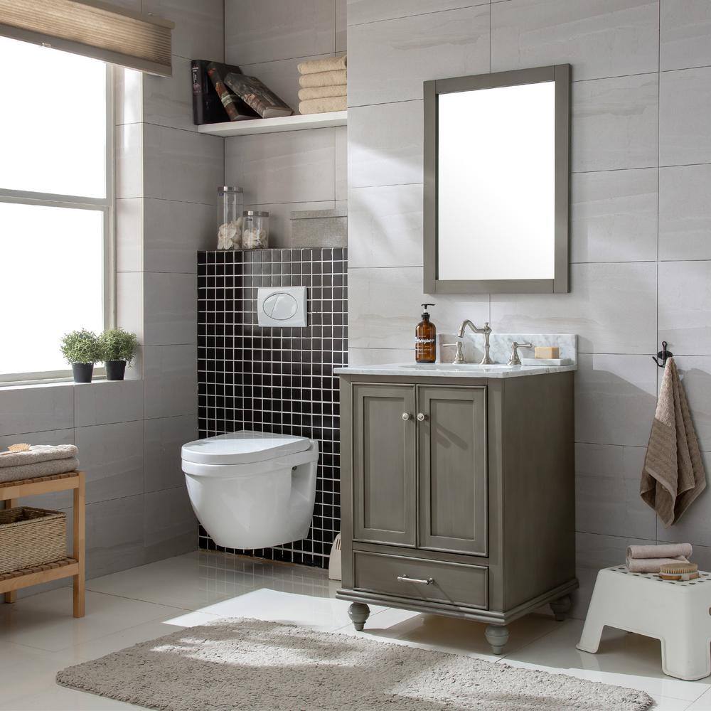 Melissa 24" Silver Gray Vanity with Carrara Marble Top