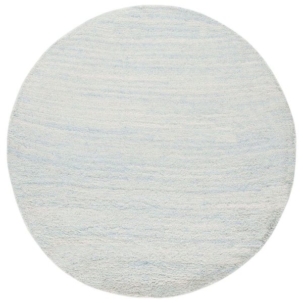 Casablanca 6 ft. x 6 ft. Light Blue Solid Color Flokati Round Area Rug