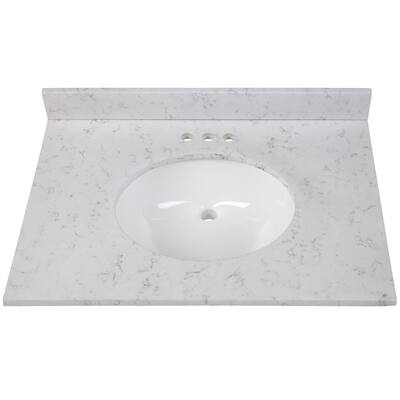 31 in. W x 22 in. D Stone Effects Vanity Top in Pulsar with White Sink
