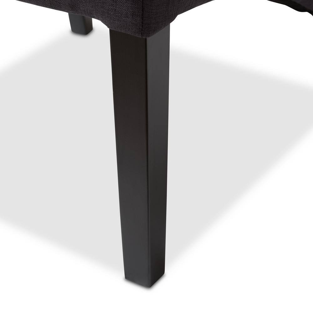 Vincent Dark Gray Linen Button-Tufted Accent Chair with Wood Legs