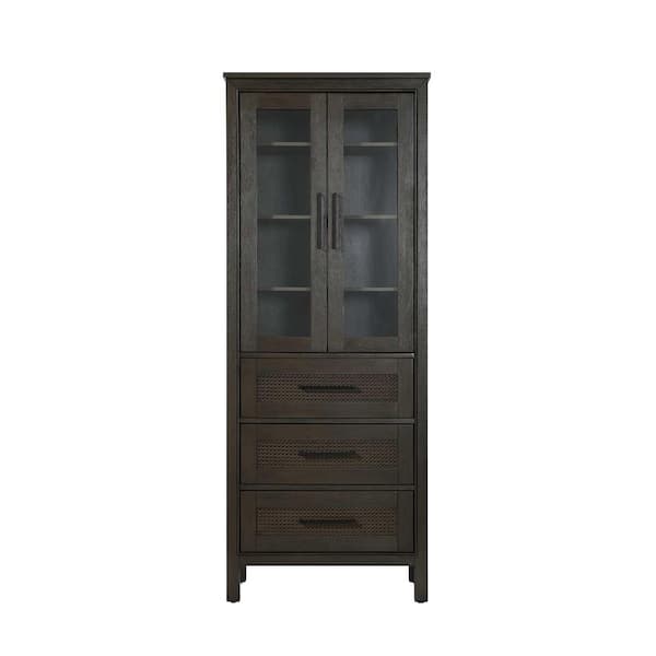 28 in. W x 18 in. D x 72 in. H Brown Freestanding Linen Cabinet