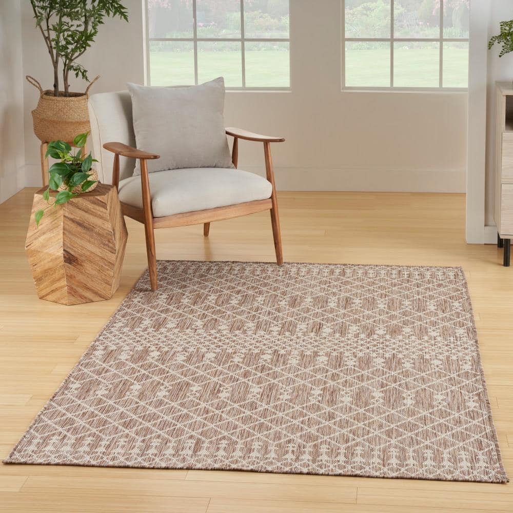 Beige Moroccan Trellis Flatweave Synthetic 5' x 7' Area Rug