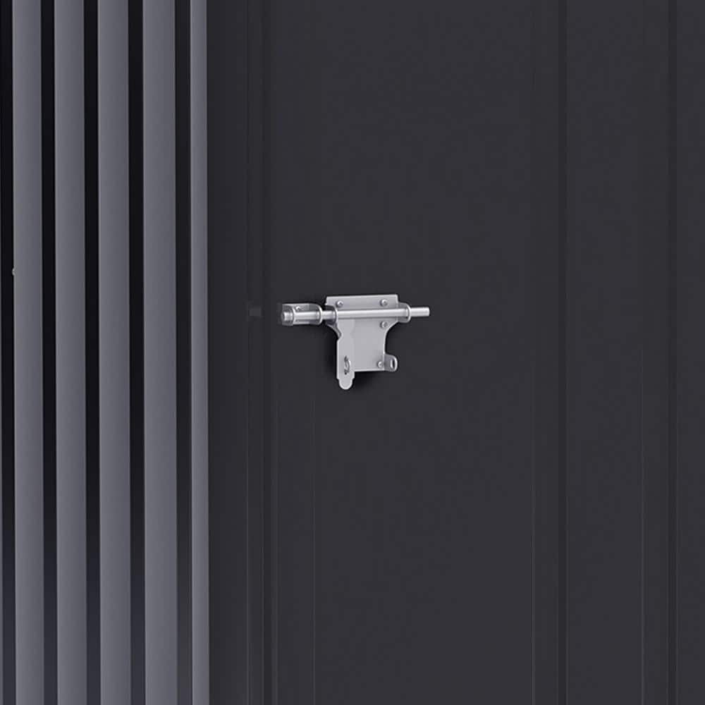 Dark Gray Metal Outdoor Storage Shed with Lockable Door