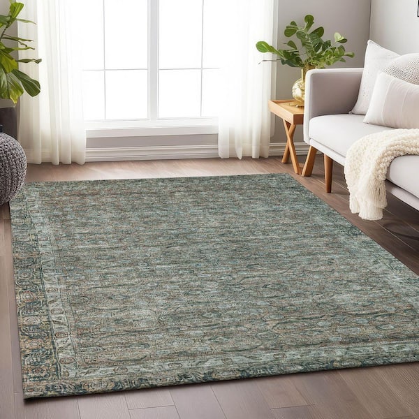 Chantille Machine Washable Indoor/Outdoor Abstract ACN1762 Teal 9 ft. x 12 ft. Area Rug