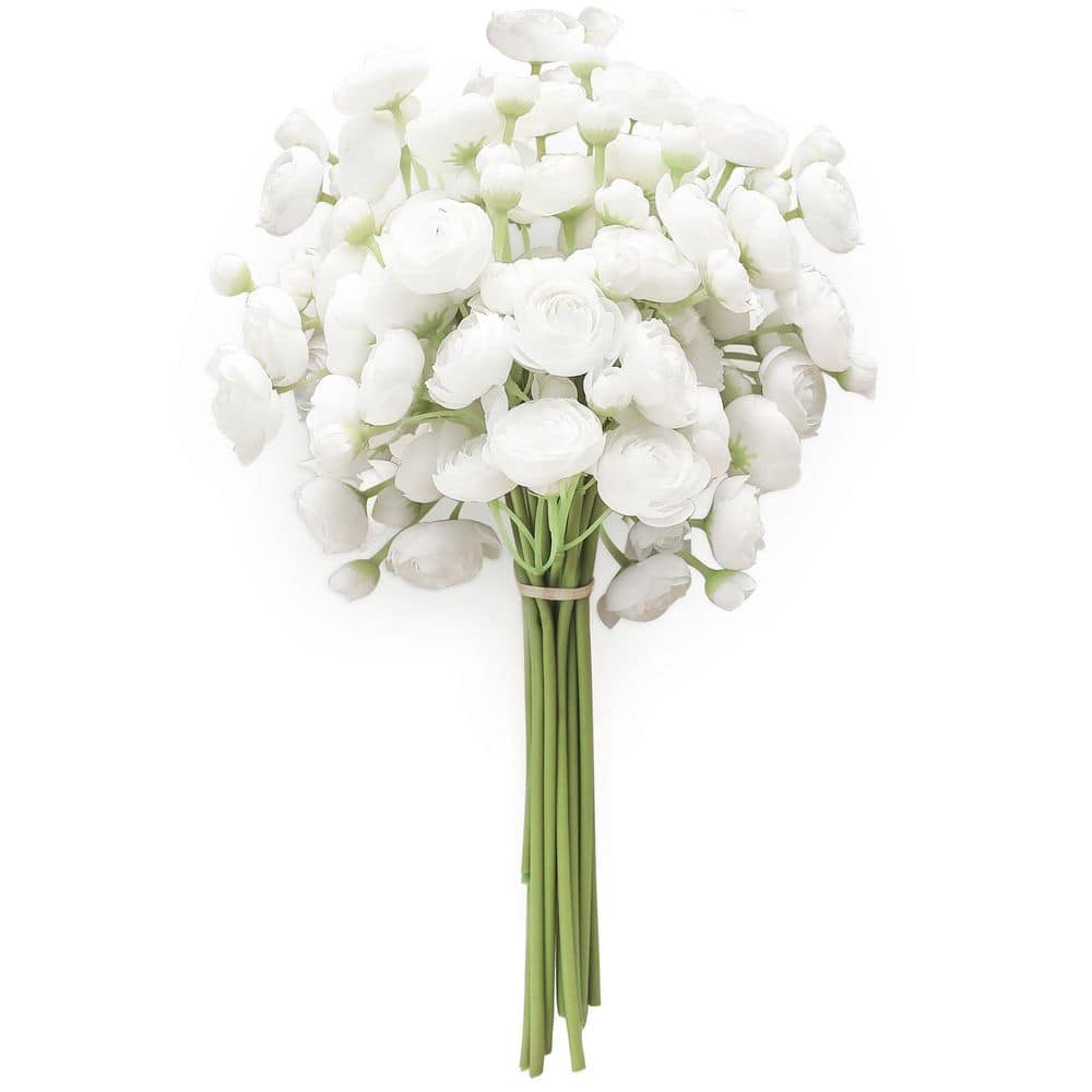 11 in. White Indoor Artificial Rose Flower for DIY Bouquet, 18 Pieces