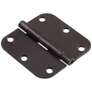 3-1/2 in. Oil-Rubbed Bronze Residential Door Hinge with 5/8 in. Round Corner Removable Pin Full Mortise (5-Pack)