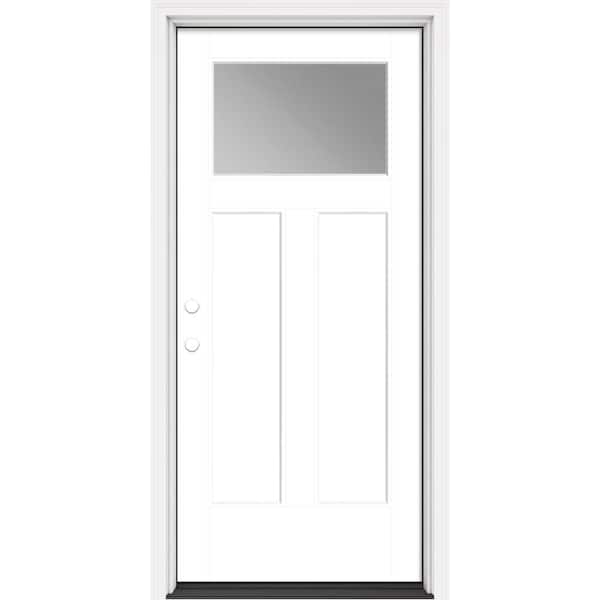 Masonite Performance Door System 36 in. x 80 in. Winslow Clear Right-Hand Inswing White Smooth Fiberglass Prehung Front Door
