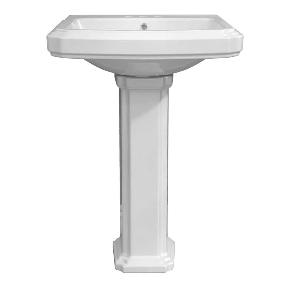 Getpro Modern White Vitreous China Rectangular Pedestal Ceramic Vessel