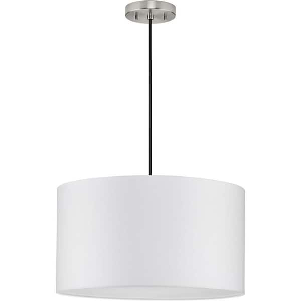 Markor Collection 18.12 in. 3-Light White Linen Transitional Pendant