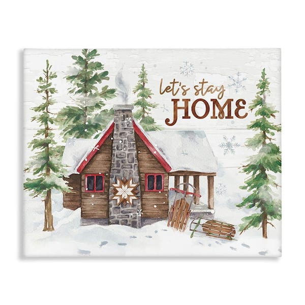 Stupell Industries Cozy Winter Cabin Phrase by Courtney Morgenstern 1-Piece Unframed Graphic Print Nature Poster Art Print 40 in. x 30 in.