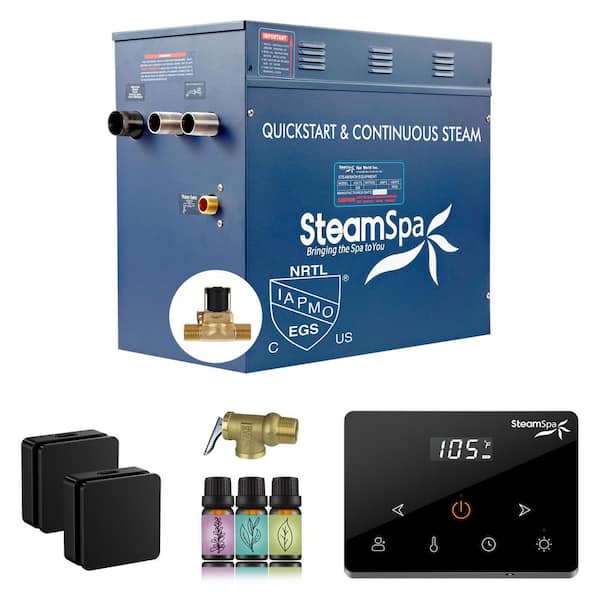 Oasis Series 12000-Watt Steam Generator with Continuous Steam Fully Wireless Control and Auto-Drain in Matte Black
