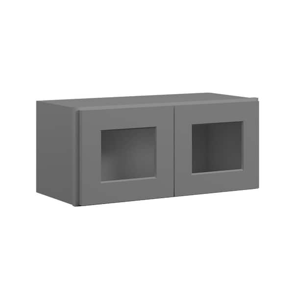 Hausvita 27 in. W x 12 in. D x 12 in. H in Shaker Grey Plywood Ready to Assemble Wall Cabinets without Glass