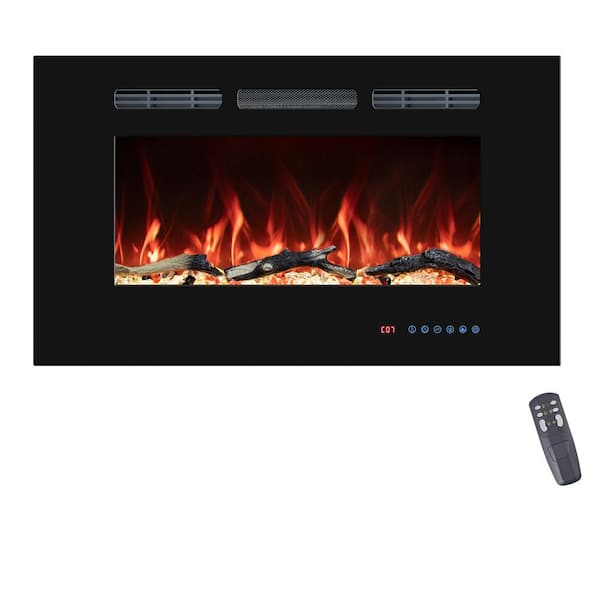 Prismaster ...keeps your home stylish 39 in. Electric Fireplace Inserts, Wall Mounted with 13 Flame Colors, Thermostat in Black